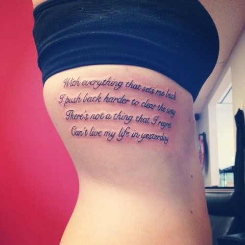 17 Trendy Rib Writing Tattoo ideas
