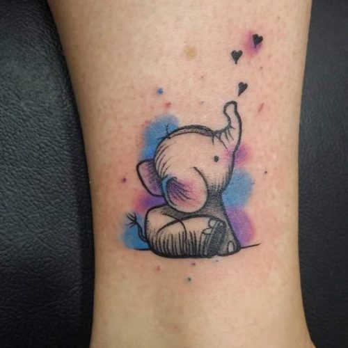 19 Elephant Tattoos with Raised Trunk Ideas