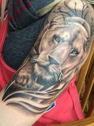 Lion Tattoo with Blue Eyes: 20 Enchanting and Mesmerizing Designs
