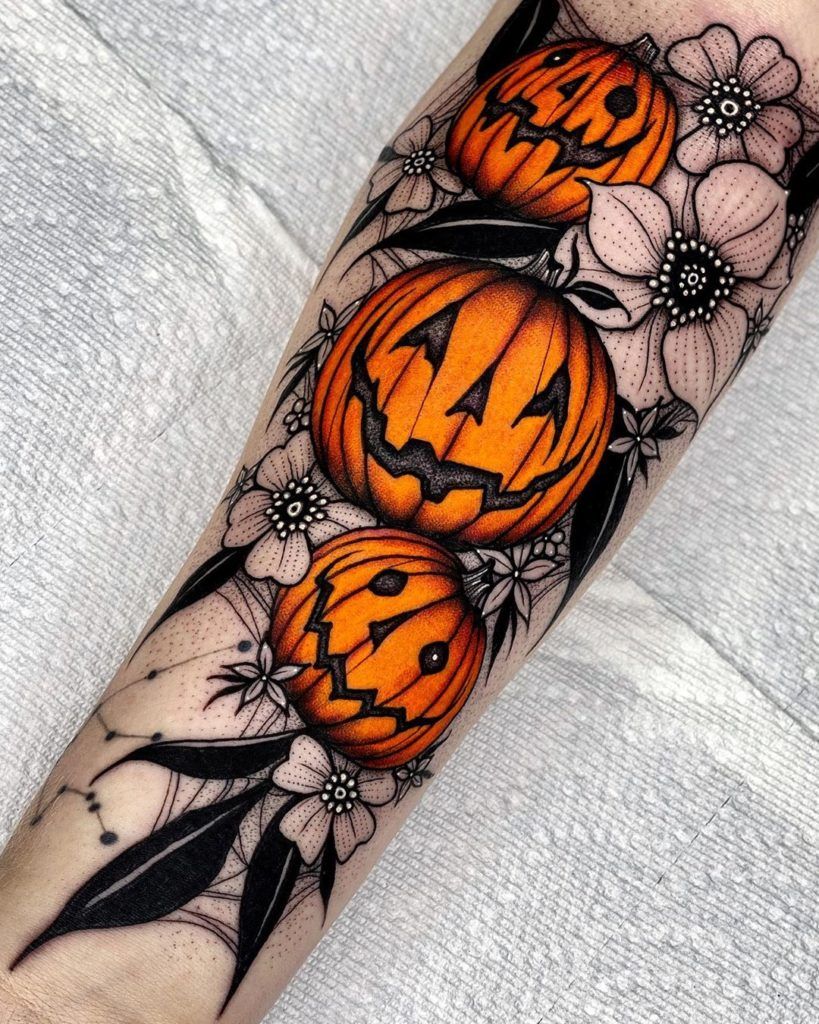 28 Pumpkin Tattoo Ideas Cute, Scary, Flash & Traditional Designs