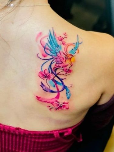 27 Majestic Phoenix Color Tattoo Designs