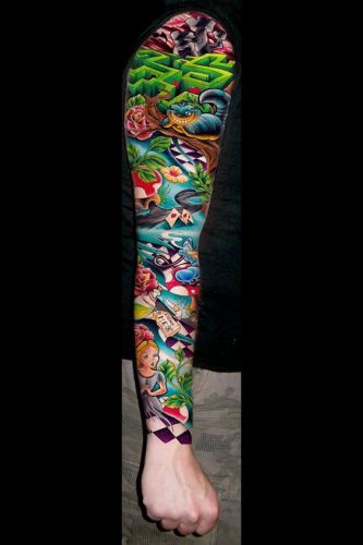 Immerse in the Magic: 15 Alice in Wonderland Tattoo Sleeves for