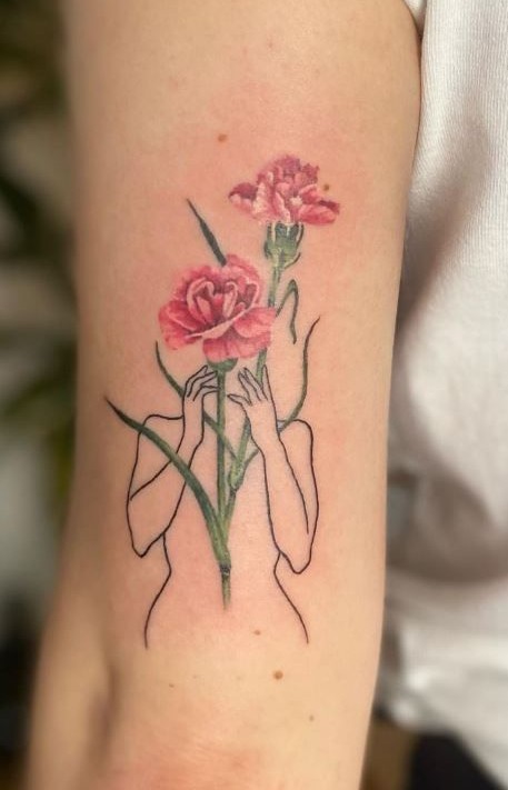 25 Carnation Tattoo Ideas : Traditional Designs for Women, Shoulder, Sleeve, Ankle & More
