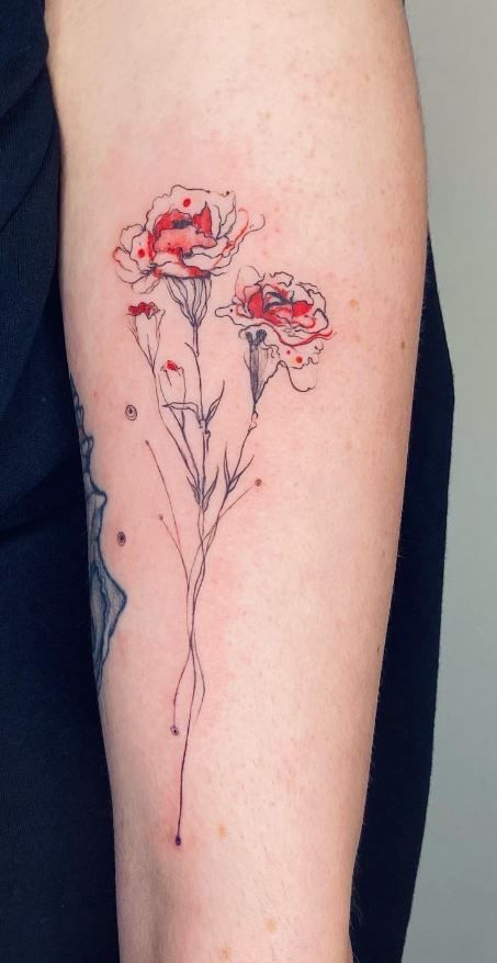 25 Carnation Tattoo Ideas : Traditional Designs for Women, Shoulder, Sleeve, Ankle & More