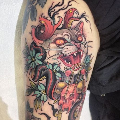 19 Cat Skull Tattoo Ideas