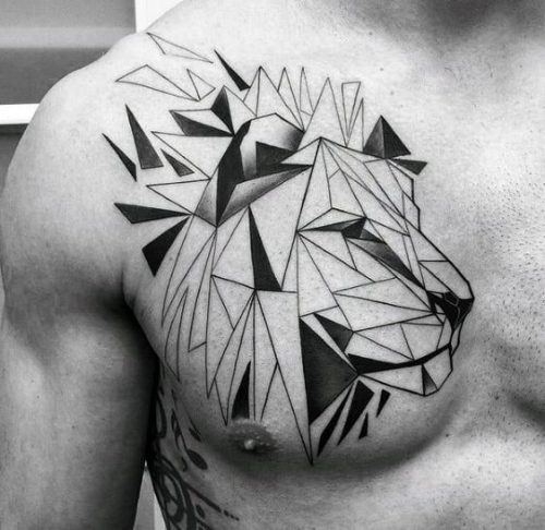 27 Geometric Lion Tattoo: Striking Designs with Angular Elements