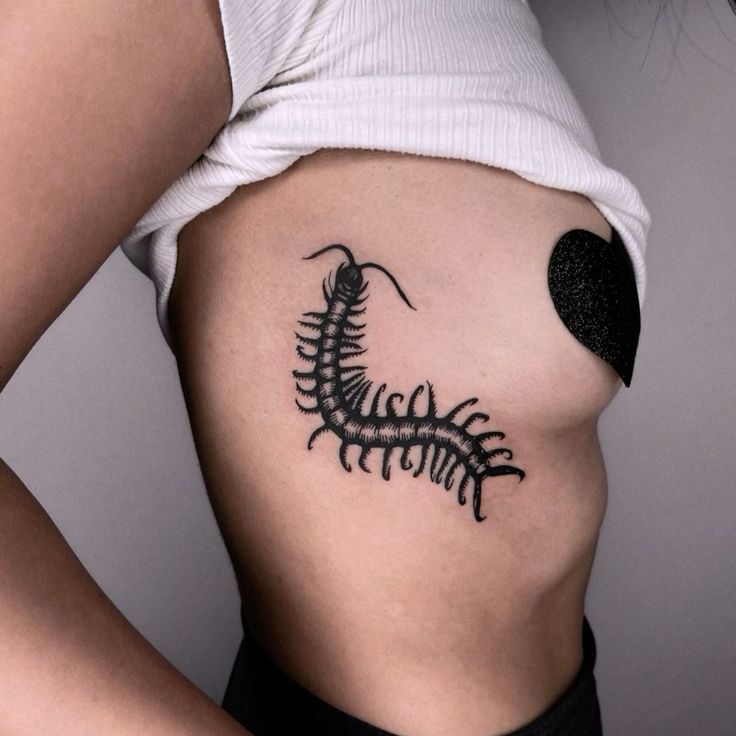 31 Centipede Tattoo Ideas : Blackwork, Traditional, Tokyo Ghoul, Spider Lily, Skull, Giant Back