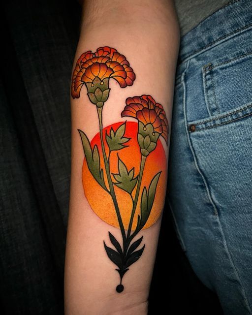 26 Marigold Tattoo Ideas for Every Style Fineline, Realistic, Black and White, Traditional, and Color Designs