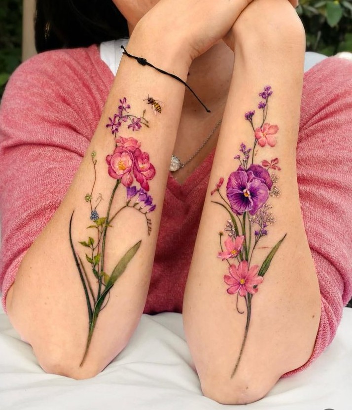 29 Wildflower Tattoo Ideas: Dainty Fine Line, Arm Sleeves, Ankle Wraps, Minimalist Shoulder Designs