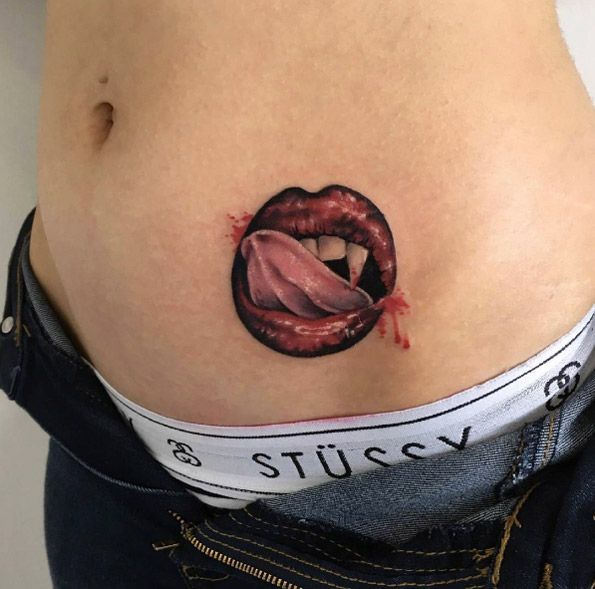 29 Lip Tattoo Ideas With Kiss Prints, Vampire Designs, Color Ideas, Shading, Placement Tips