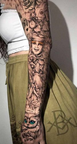 Immerse in the Magic: 15 Alice in Wonderland Tattoo Sleeves for
