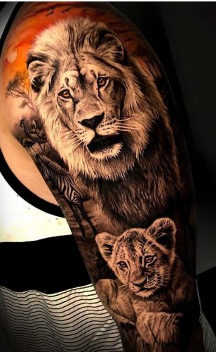 19 Lion Tattoo with Cubs: Celebrate Family and Love