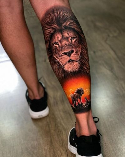 Leg Lion Tattoo: 22 Dynamic Designs for a Daring Look
