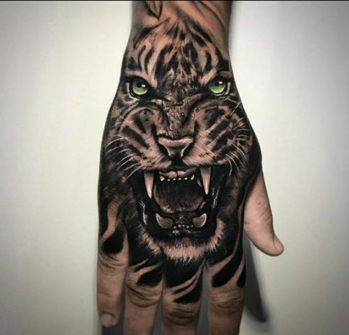 25 Tiger Tattoo on Hand Ideas