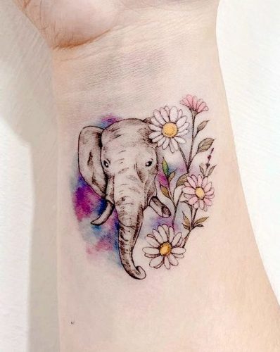 19 Elephant Tattoo Ideas with Flowers