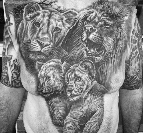 Roar with Confidence: 20 Lion Tattoo on Chest Design Ideas