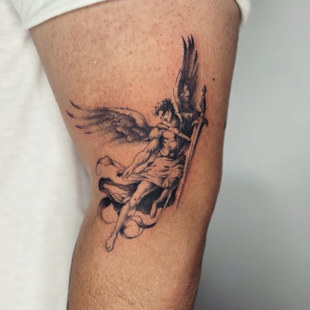 29 Powerful St Michael Tattoo Designs for Men and Women   Forearm, Sleeve, Geometric, Traditional