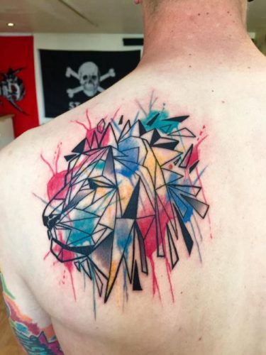 27 Geometric Lion Tattoo: Striking Designs with Angular Elements