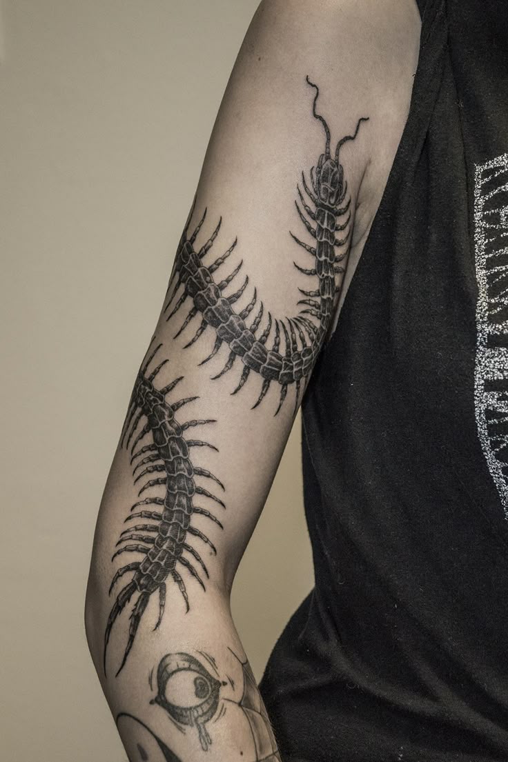 31 Centipede Tattoo Ideas : Blackwork, Traditional, Tokyo Ghoul, Spider Lily, Skull, Giant Back