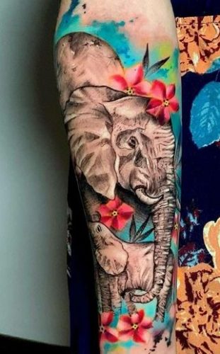 19 Elephant Tattoo Ideas with Flowers