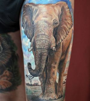 19 Elephant Tattoos with Raised Trunk Ideas