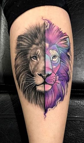Vibrant and Striking: 19 Lion Tattoo with Color Ideas