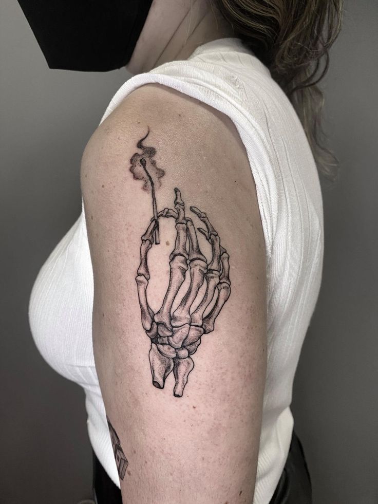 28 Skeleton Hand Tattoo Ideas Designs for Guy and Girl, Floral, Butterfly, Red ink and Full Body