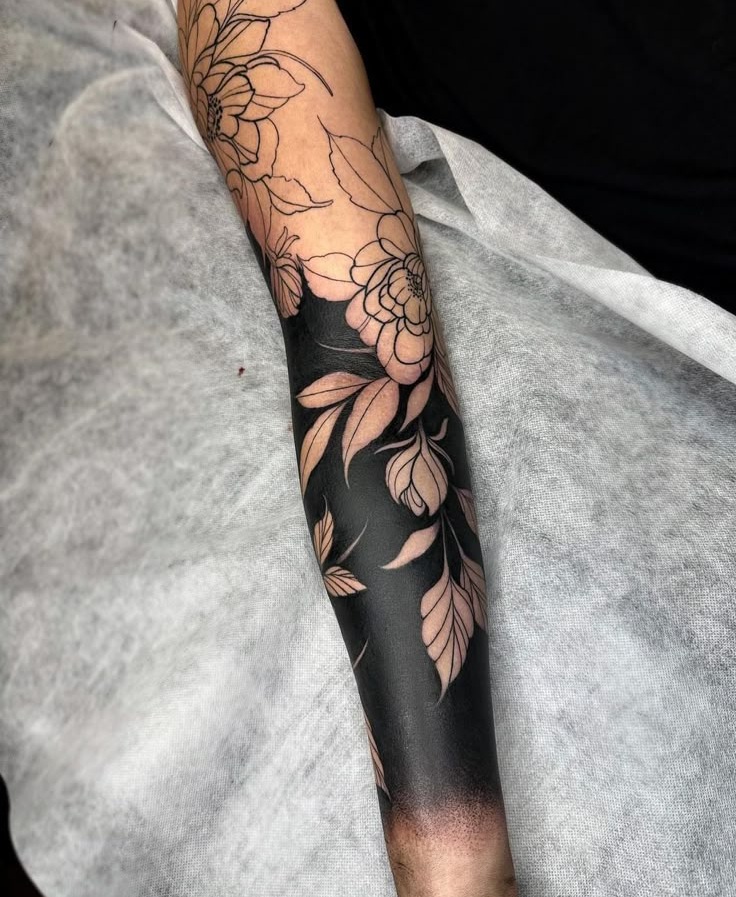 Discover Bold Blackout Tattoo Ideas : Full Sleeve, Geometric, Abstract, with White Ink