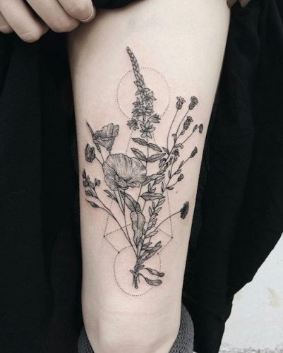 Elegant Lilac Tattoo Black and White 15 Ideas for : Embrace Minimalist Floral Art