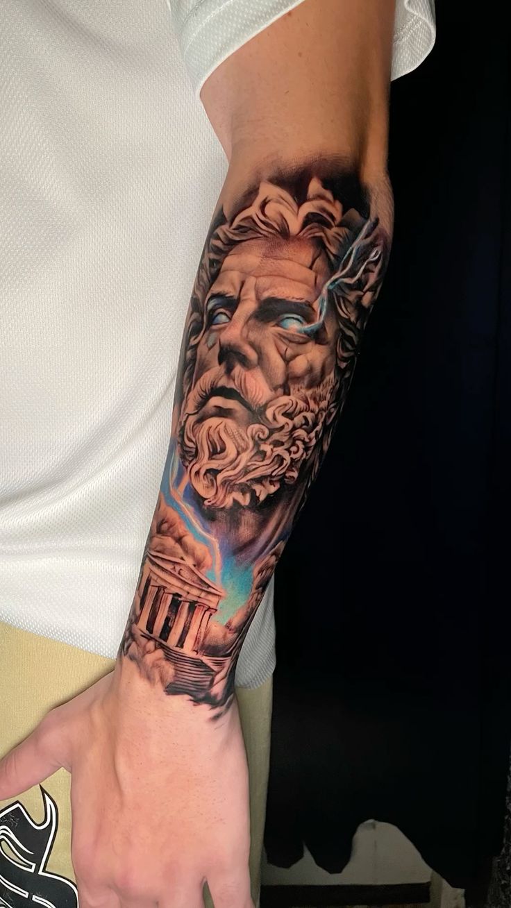 26 Zeus Tattoo Ideas for Sleeve, Forearm, and Full Back Designs with Greek Gods Mythology