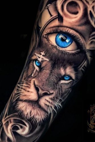 Lion Tattoo with Blue Eyes: 20 Enchanting and Mesmerizing Designs