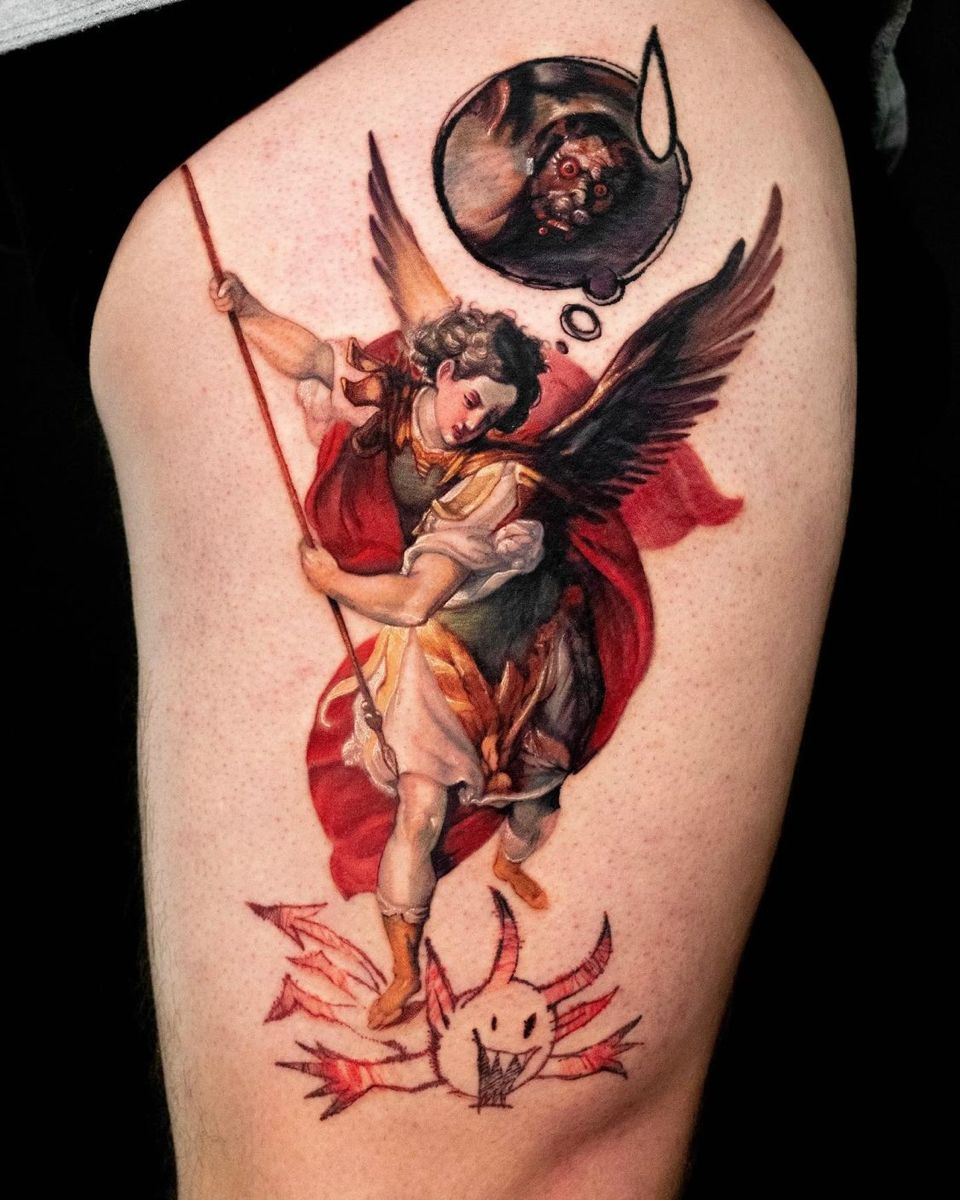 28 Archangel Michael Tattoo Designs for Men and Women   Realism, Sleeve, and Geometric Ideas