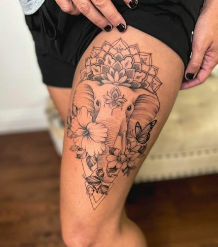 19 Elephant Tattoo Ideas with Flowers