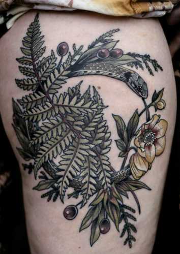 29 Snake and Flower Tattoos Ideas