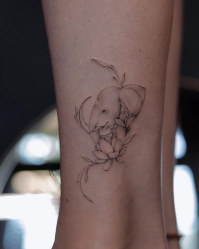 19 Elephant Ankle Tattoos Ideas
